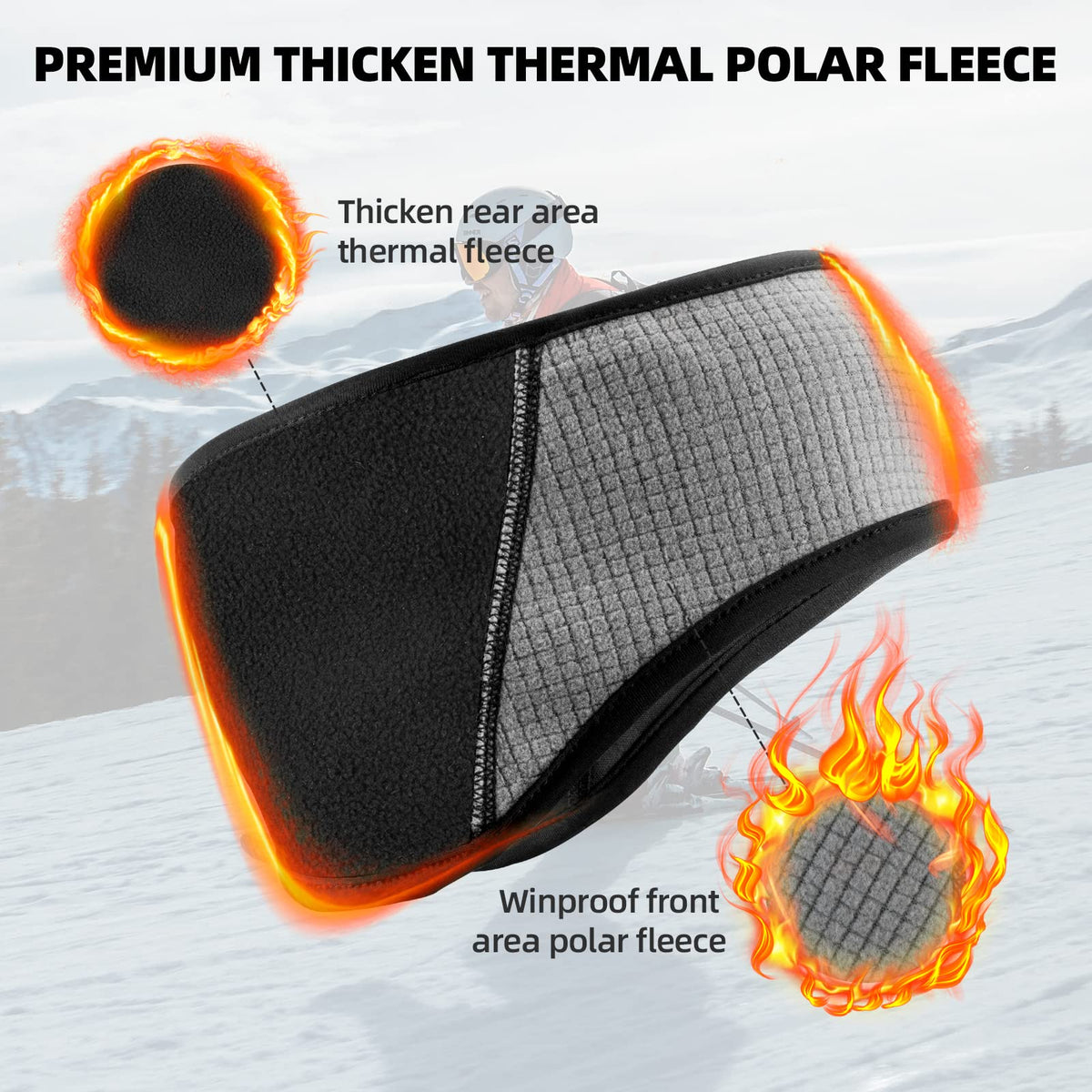 Thermische fleece hoofdband met paardenstaartopening