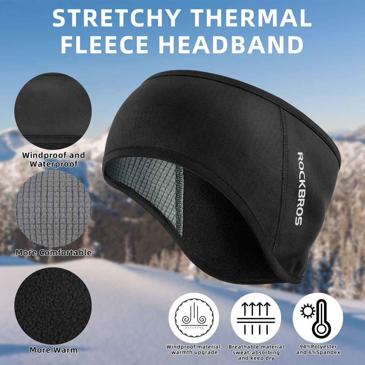 Thermische fleece hoofdband met paardenstaartopening