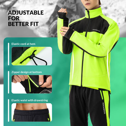 ROCKBROS Winter Thermal Windproof Softshell Cycling Set Bright Green - ROCKBROS-UK