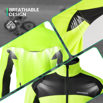 ROCKBROS Winter Thermal Windproof Softshell Cycling Set Bright Green - ROCKBROS-UK
