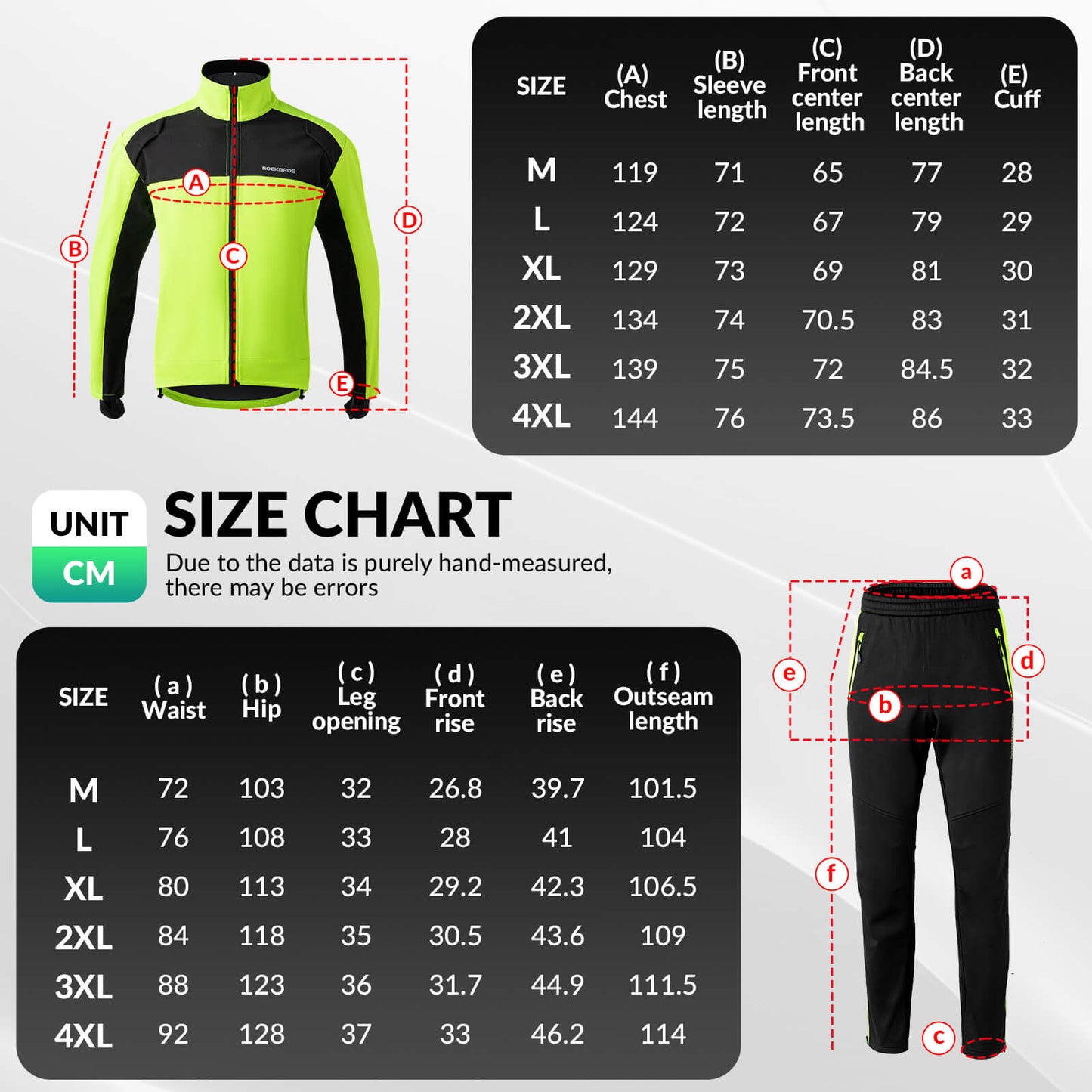 ROCKBROS Winter Thermal Windproof Softshell Cycling Set Bright Green - ROCKBROS-UK