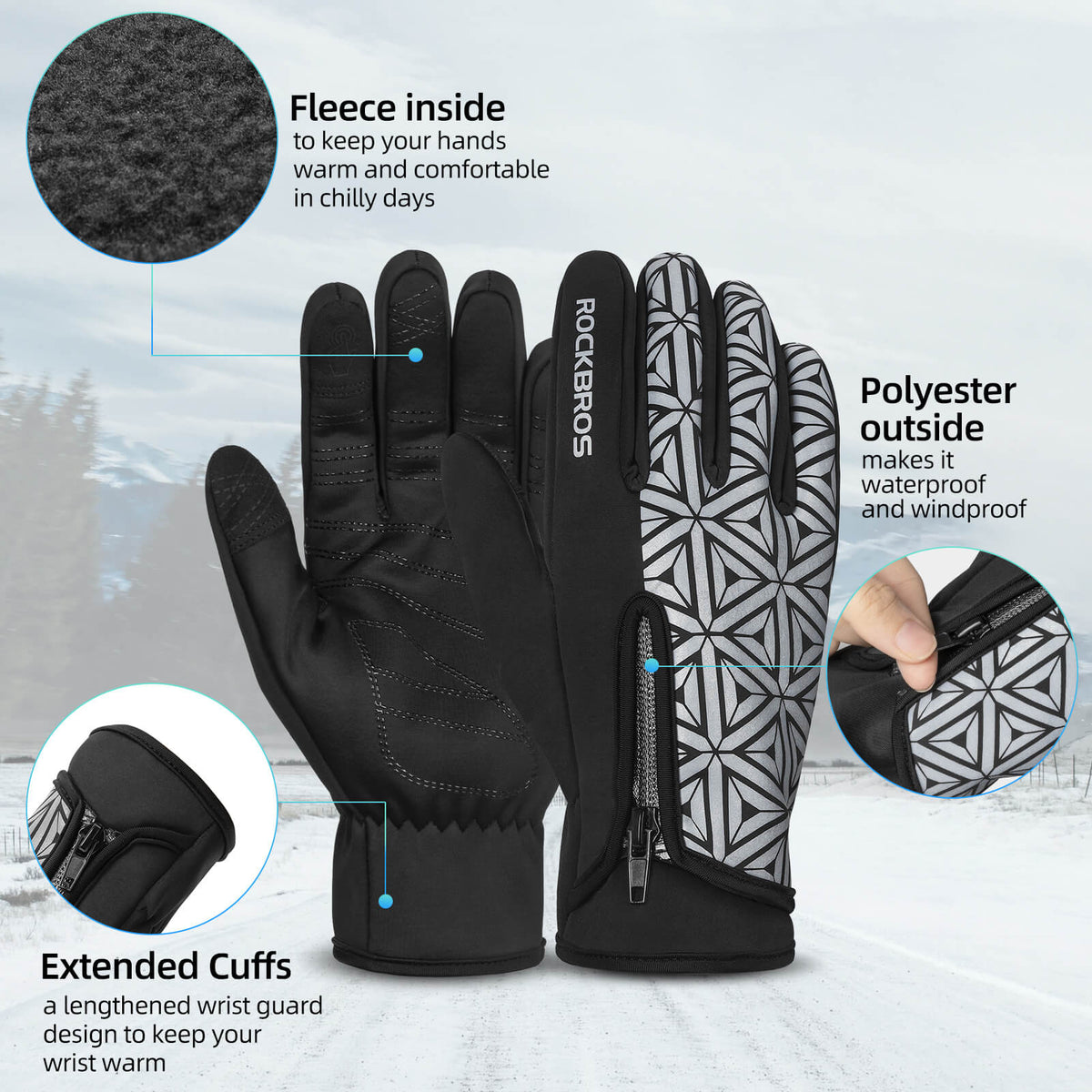 Warme winter fietshandschoenen met touchscreen