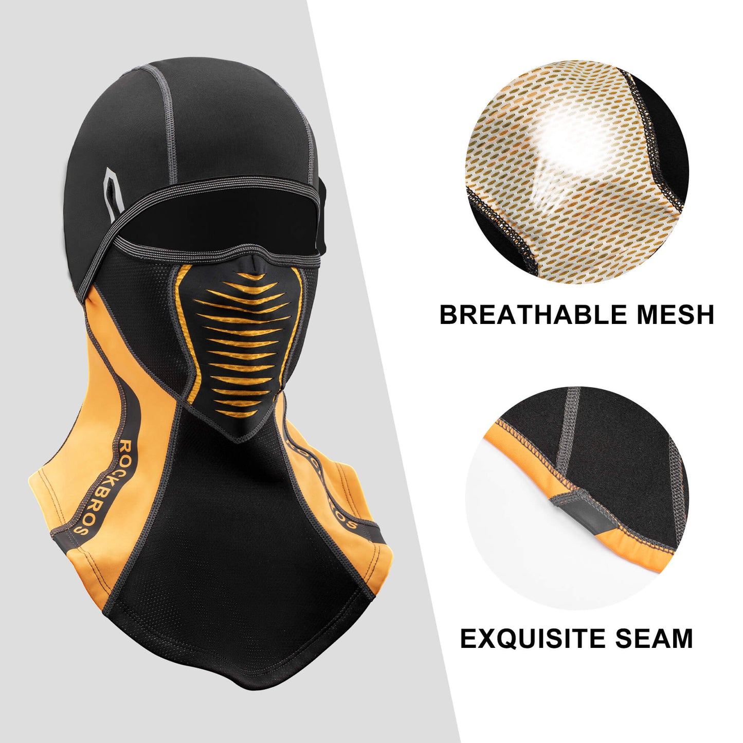 ROCKBROS Winter Windproof Balaclava Warm Cycling Cover #Style_Full Face Black Orange