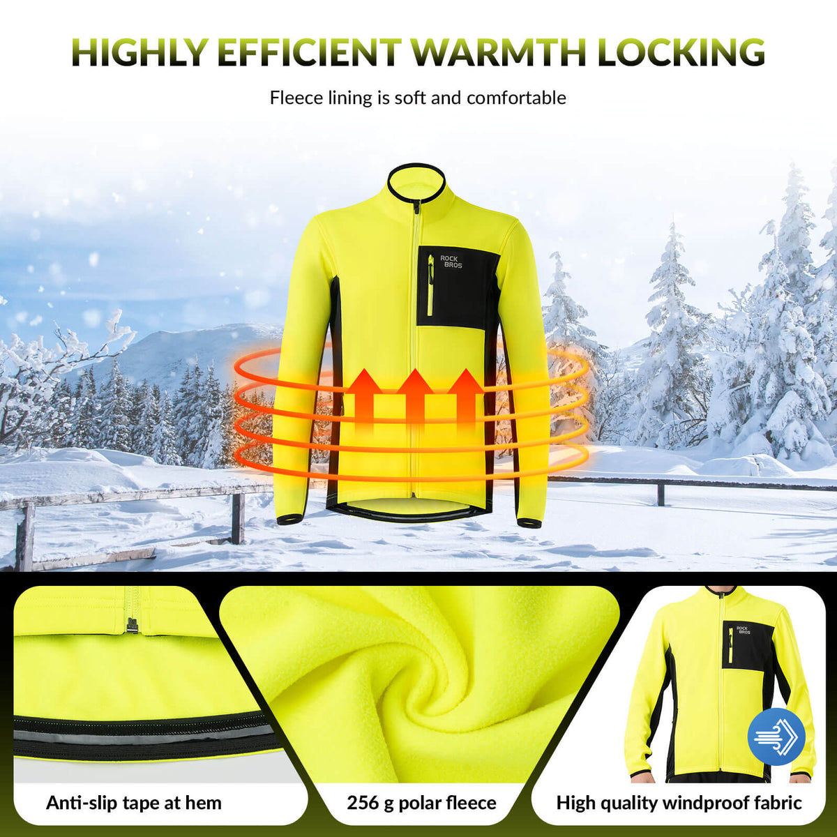 Heren winter fietsjack met fleece