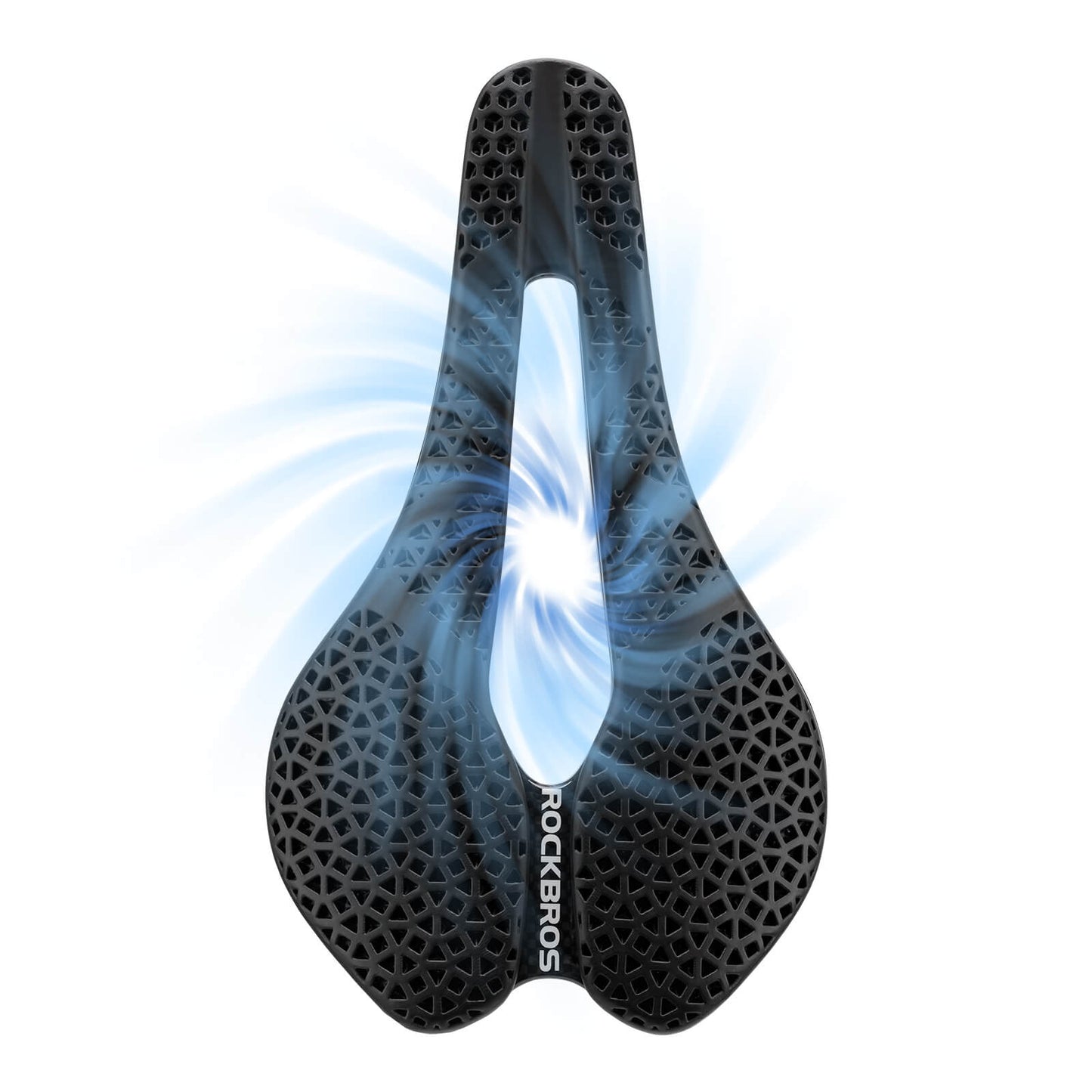 ROCKBROS 3D printed bicycle saddle featuring a lightweight carbon fibre base – model LF0214