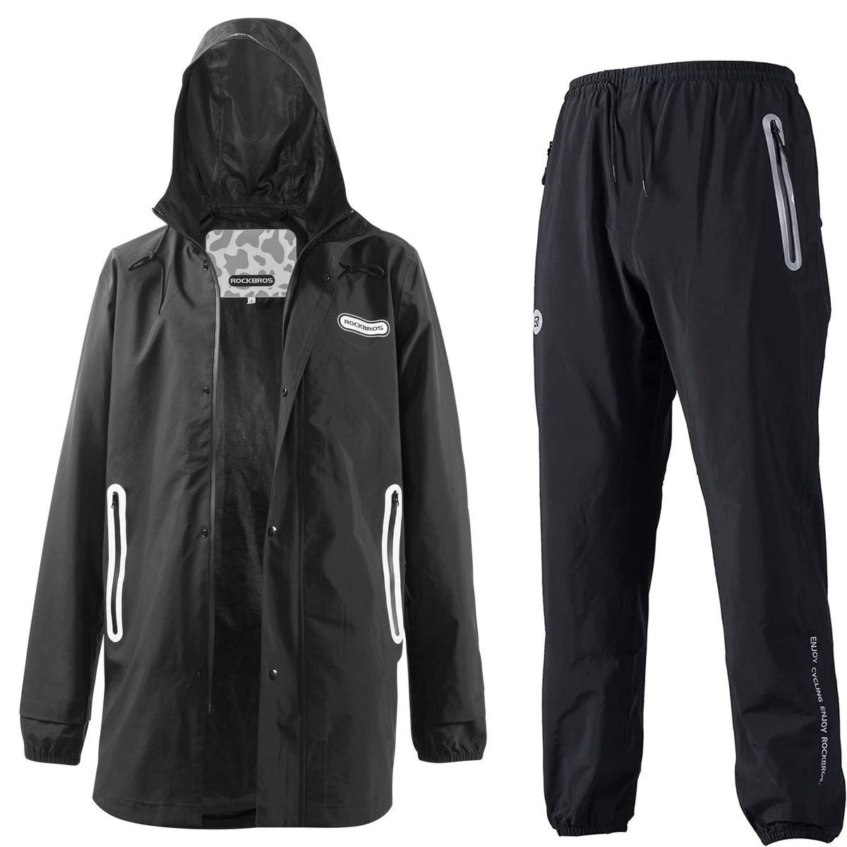 Waterbestendige regenjas en overbroek met reflectie