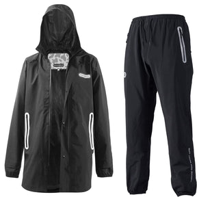 Waterbestendige regenjas en overbroek met reflectie