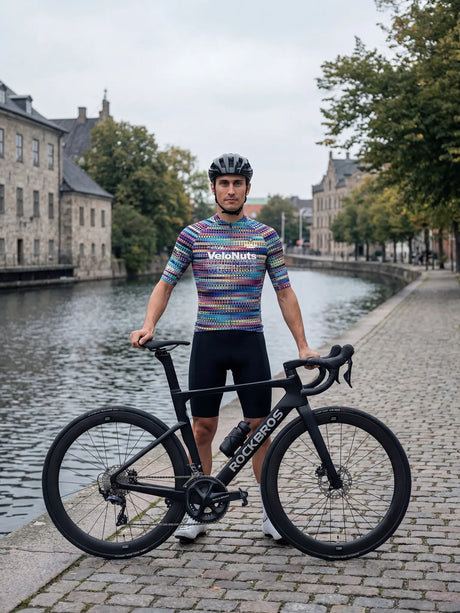 ROCKBROS heren fietsshirt Retro Signal ademend wielershirt Neon Dotwave