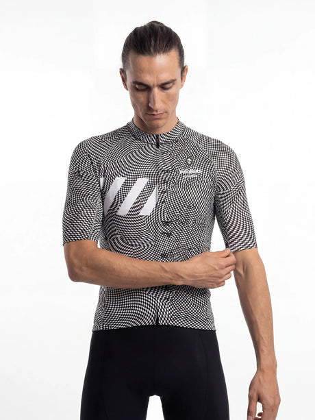 ROCKBROS heren fietsshirt Pixel Riot ademend wielershirt Optical Warp Check