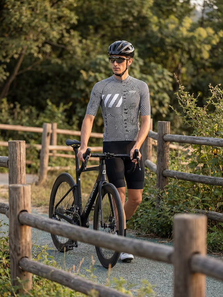 ROCKBROS heren fietsshirt Pixel Riot ademend wielershirt Optical Warp Check