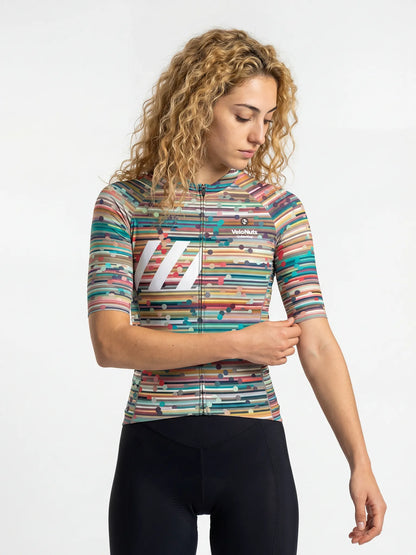 ROCKBROS dames fietsshirt Retro Signal ademend wielershirt Confetti Stripe