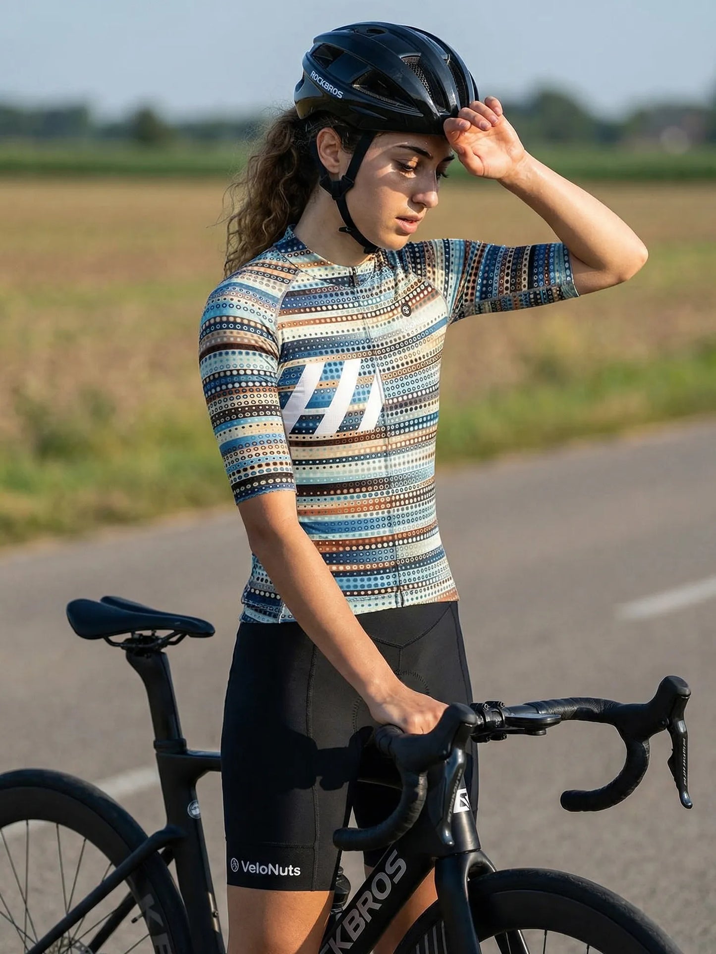 ROCKBROS dames fietsshirt Retro Signal ademend wielershirt Dotwave Stripe