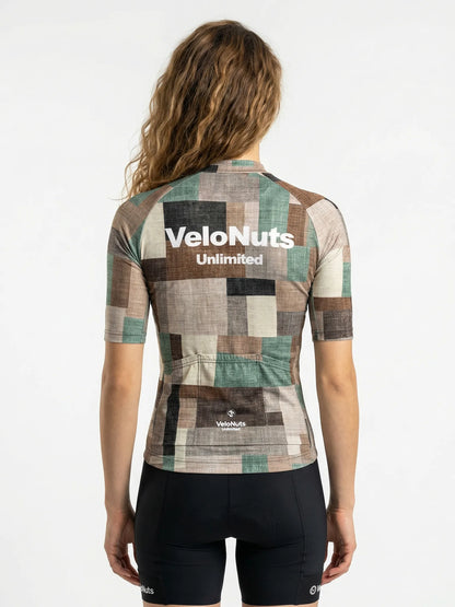 ROCKBROS dames fietsshirt Terrain Blocks ademend wielershirt Linen Patchwork