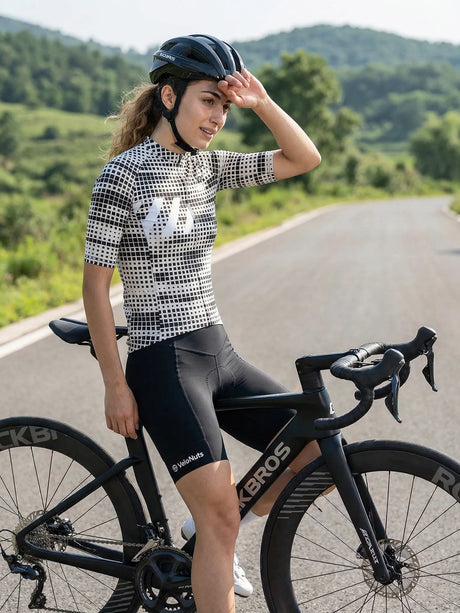 ROCKBROS dames fietsshirt Pixel Riot ademend wielershirt Mono Pixel Grid