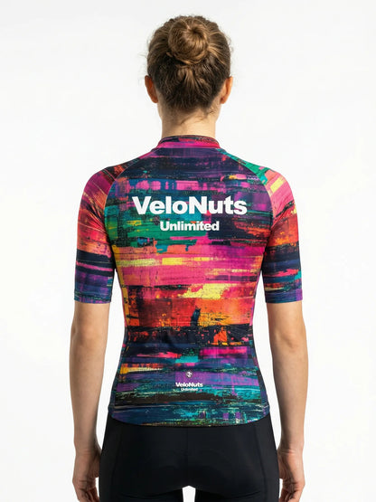 ROCKBROS dames fietsshirt Pixel Riot ademend wielershirt Neon Glitch