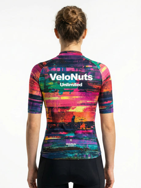 ROCKBROS dames fietsshirt Pixel Riot ademend wielershirt Neon Glitch