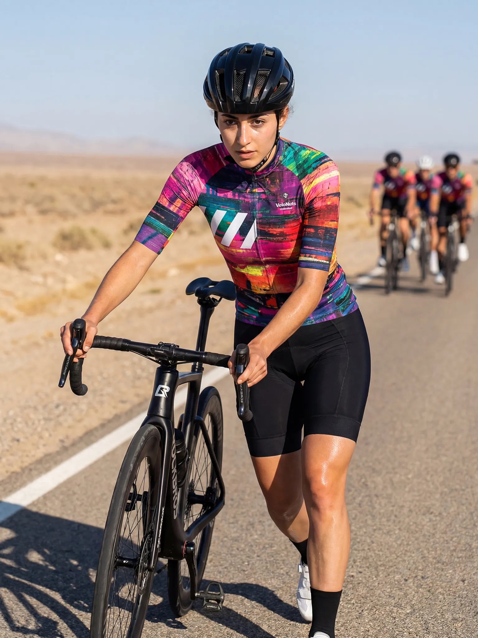 ROCKBROS dames fietsshirt Pixel Riot ademend wielershirt Neon Glitch