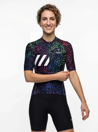ROCKBROS dames fietsshirt Biolume Garden ademend wielershirt Neon Seed Burst