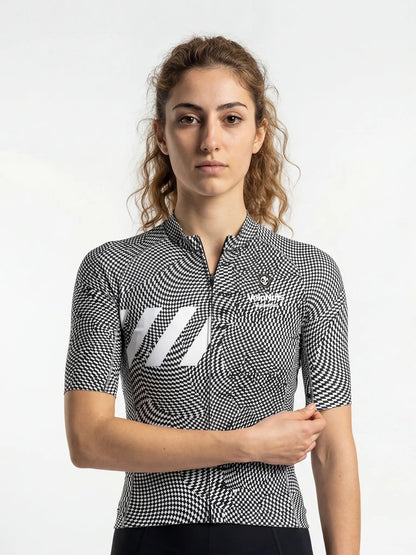 ROCKBROS dames fietsshirt Wild Garden ademend wielershirt Optical Warp Check