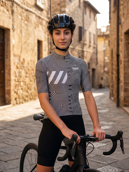 ROCKBROS dames fietsshirt Wild Garden ademend wielershirt Optical Warp Check
