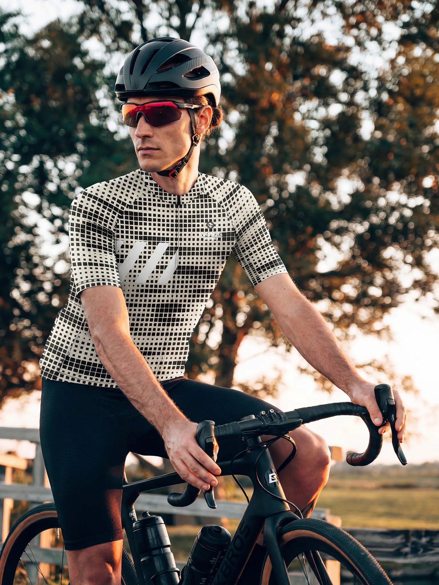 ROCKBROS heren fietsshirt Pixel Riot ademend wielershirt Mono Pixel Grid