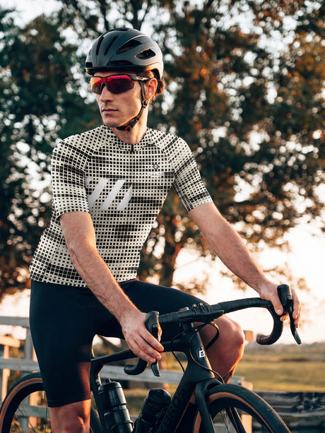 ROCKBROS heren fietsshirt Pixel Riot ademend wielershirt Mono Pixel Grid