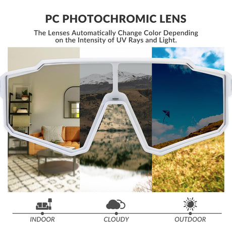 ROCKBROS sportzonnebril uv400 met tr90 frame#stijl_witte fotochromische lens