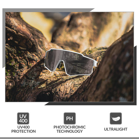 ROCKBROS sportzonnebril uv400 met tr90 frame#stijl_witte fotochromische lens