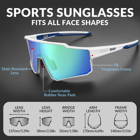 ROCKBROS sportzonnebril uv400 met tr90 frame#stijl_witte gepolariseerde lens