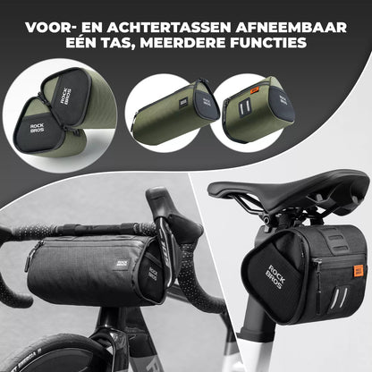 Afneembare 4-in-1 fietstassenset voor stuur, frame en zadel 2 L