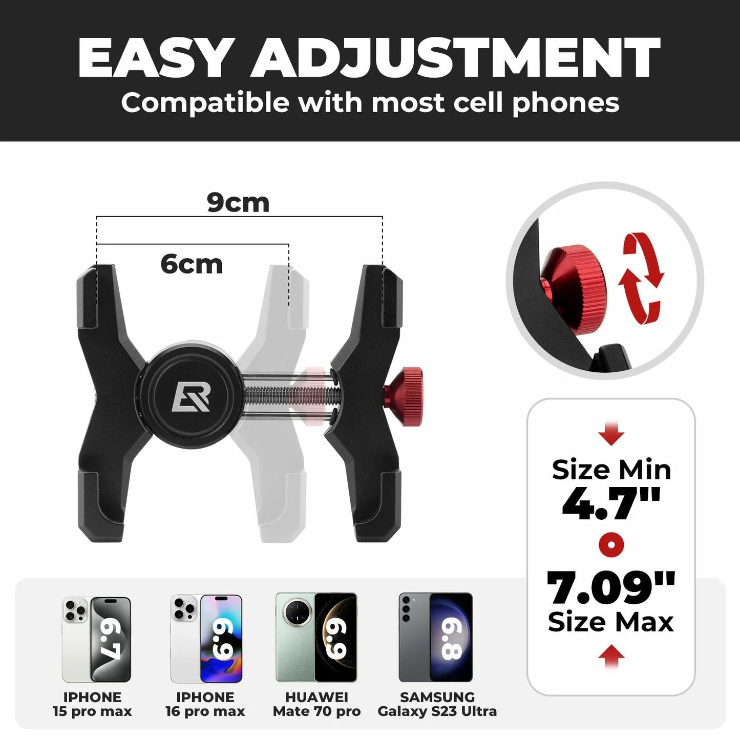 ROCKBROS aluminium telefoonhouder voor fiets voor smartphones van 4,7 tot 7,1 inch#type_klemringbevestiging