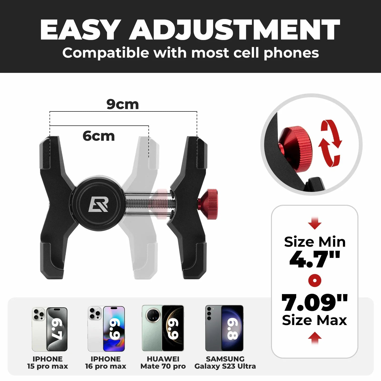 ROCKBROS aluminium telefoonhouder voor fiets voor smartphones van 4,7 tot 7,1 inch#type_klemringbevestiging