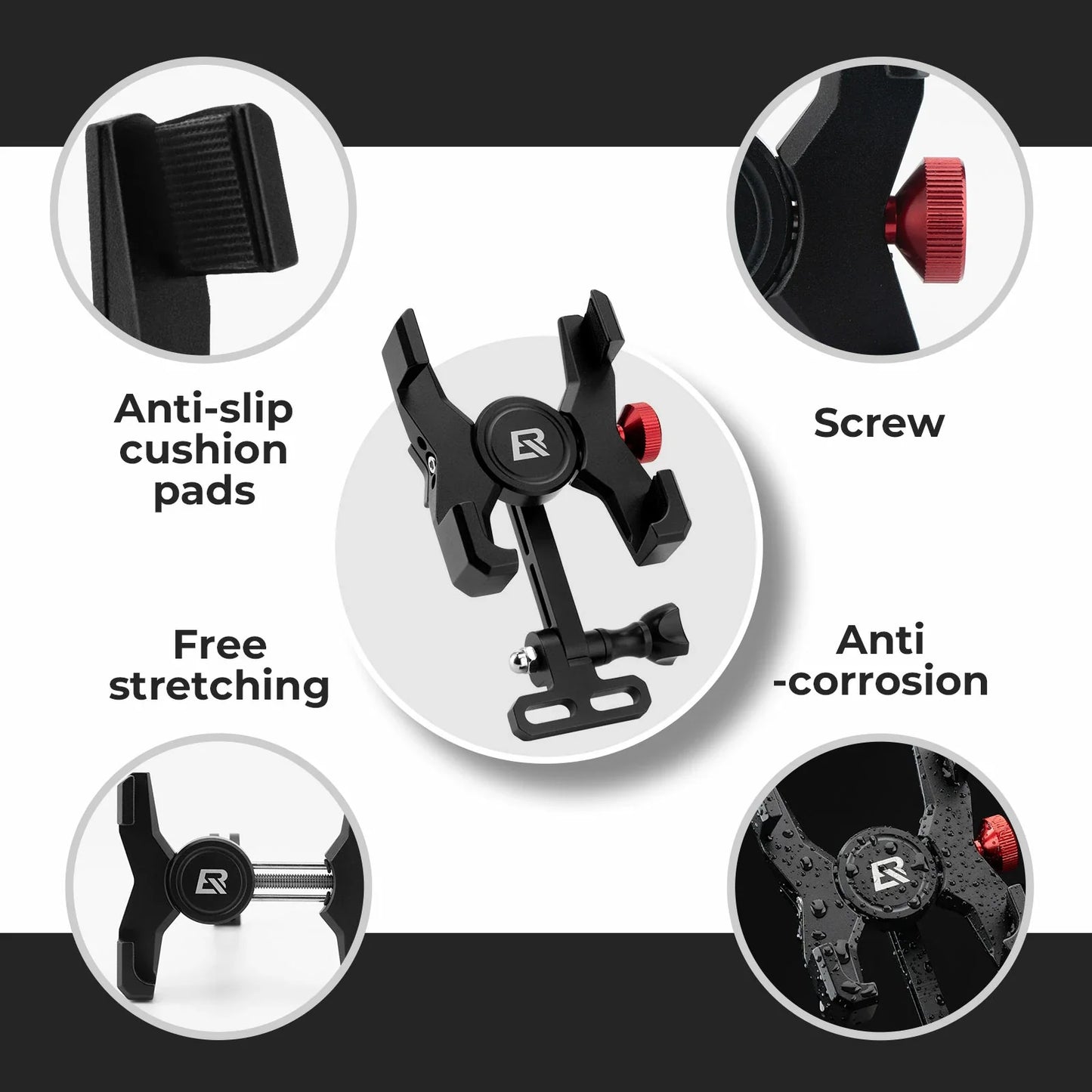 ROCKBROS aluminium telefoonhouder voor fiets voor smartphones van 4,7 tot 7,1 inch#type_stuurpenbevestiging