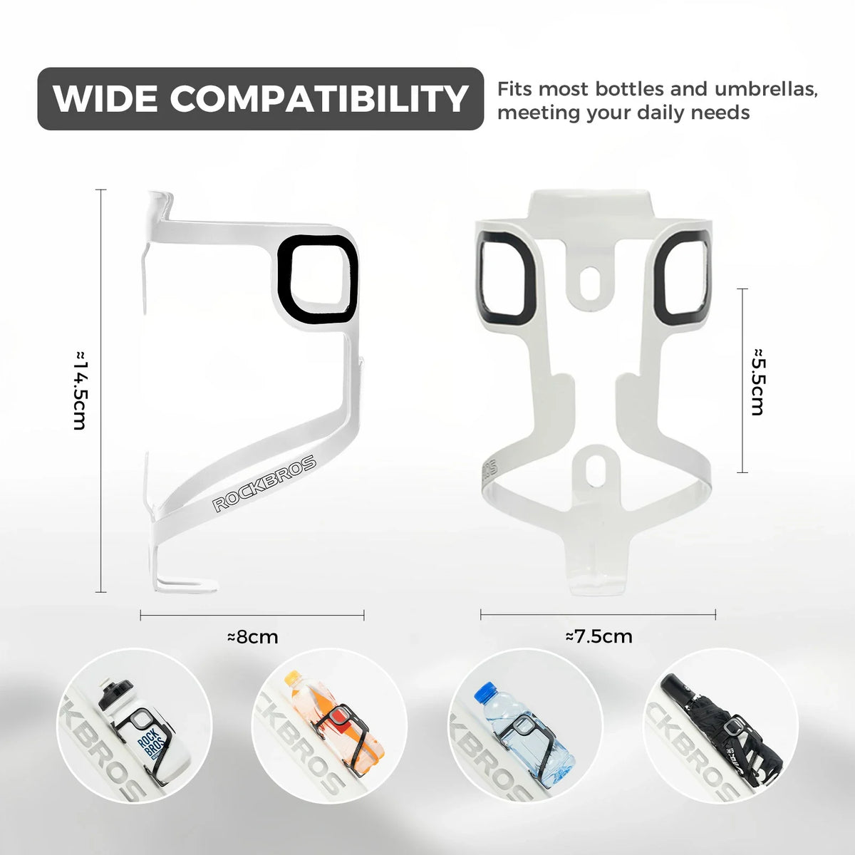 ROCKBROS lichte aluminium bidonhouder met stevige grip#Wit