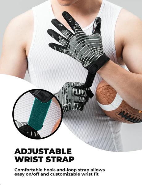 Americanfootballhandschoenen met extra grip voor volwassenen