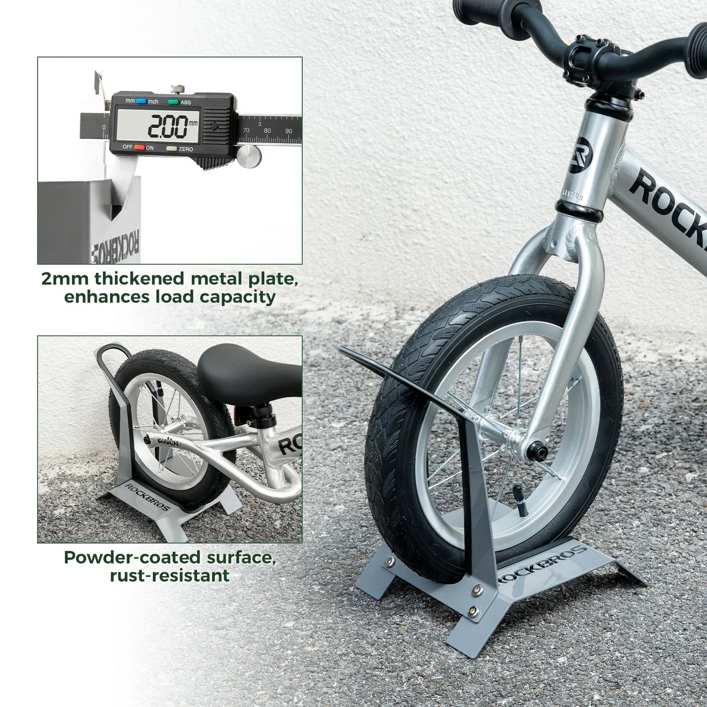 ROCKBROS Balance Bike Parking Rack L-Shaped for 12-inch Wheels
#Color_Grey