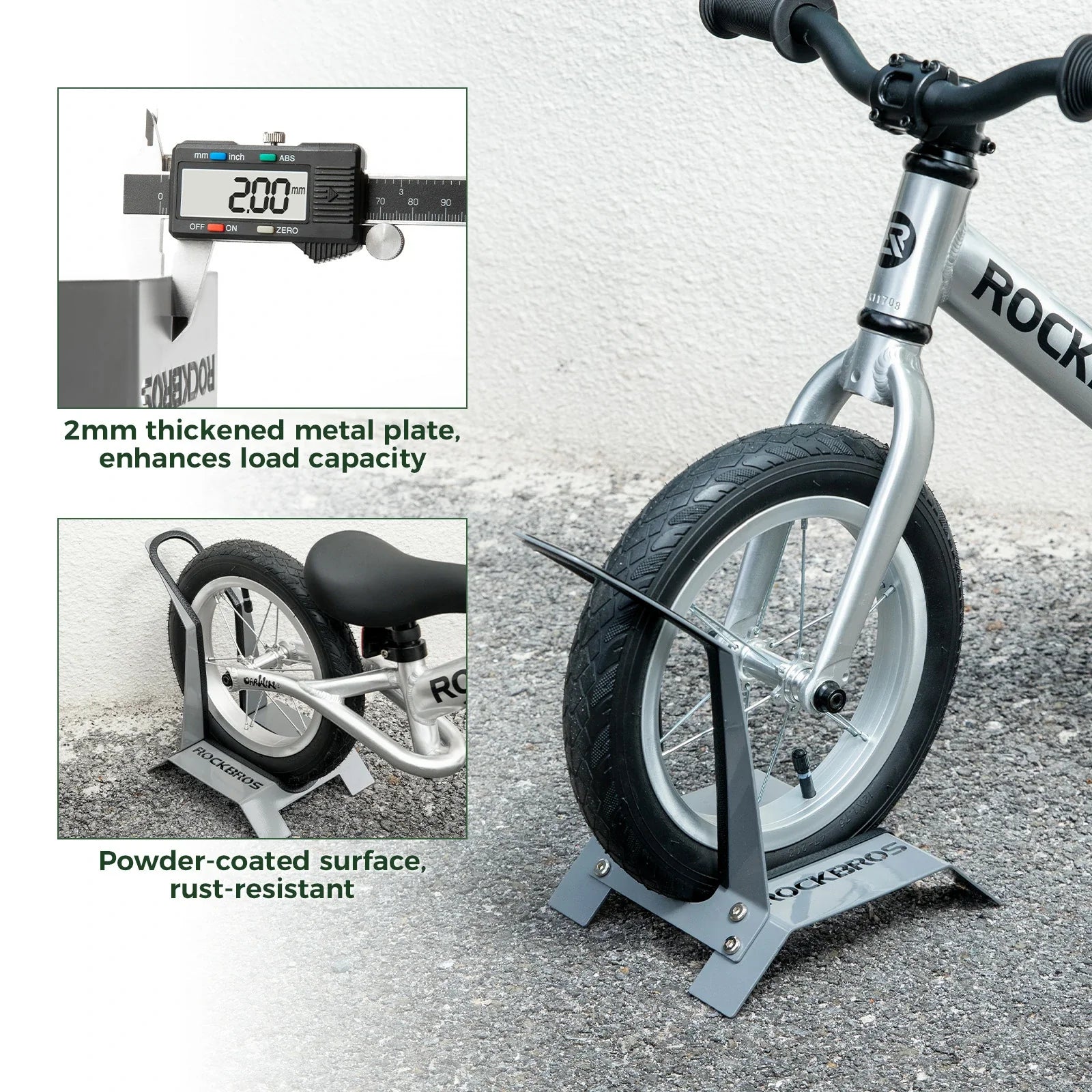 ROCKBROS Balance Bike Parking Rack L-Shaped for 12-inch Wheels
#Color_Grey