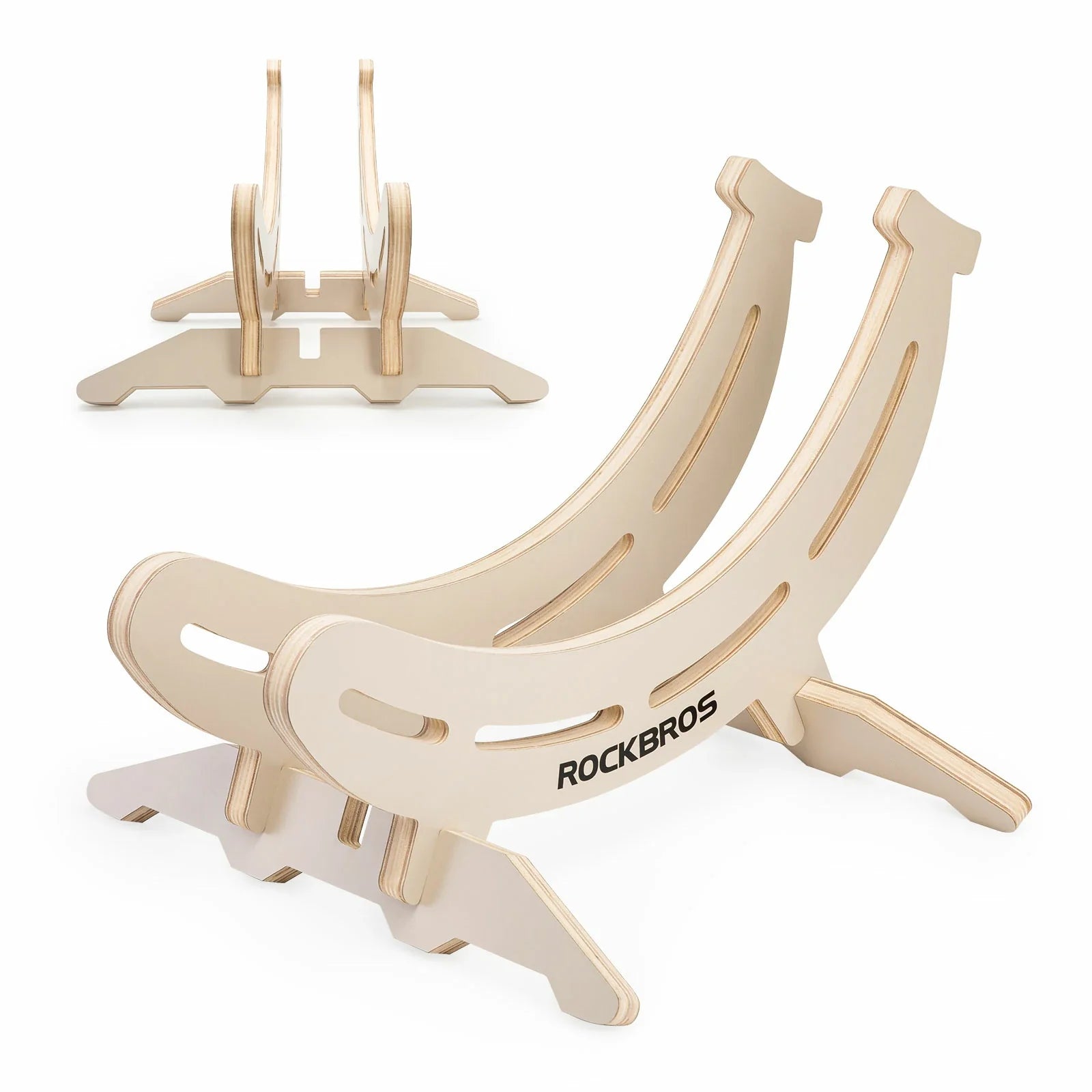 ROCKBROS banana shape wooden bike stand adjustable floor rack