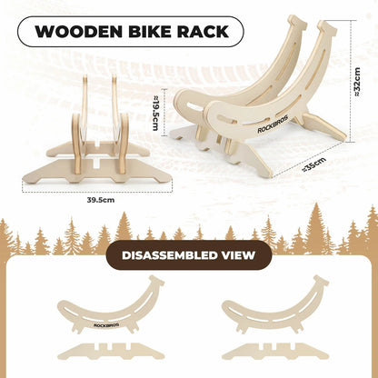 ROCKBROS banana shape wooden bike stand adjustable floor rack