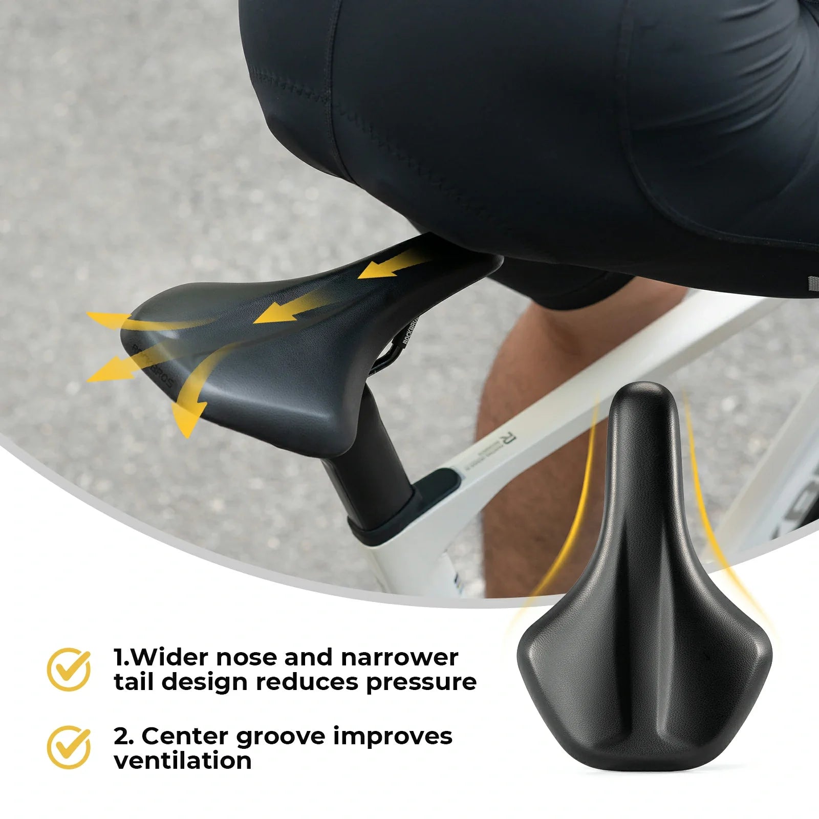 ROCKBROS fietszadel van zwart PU-leer met schokdemping