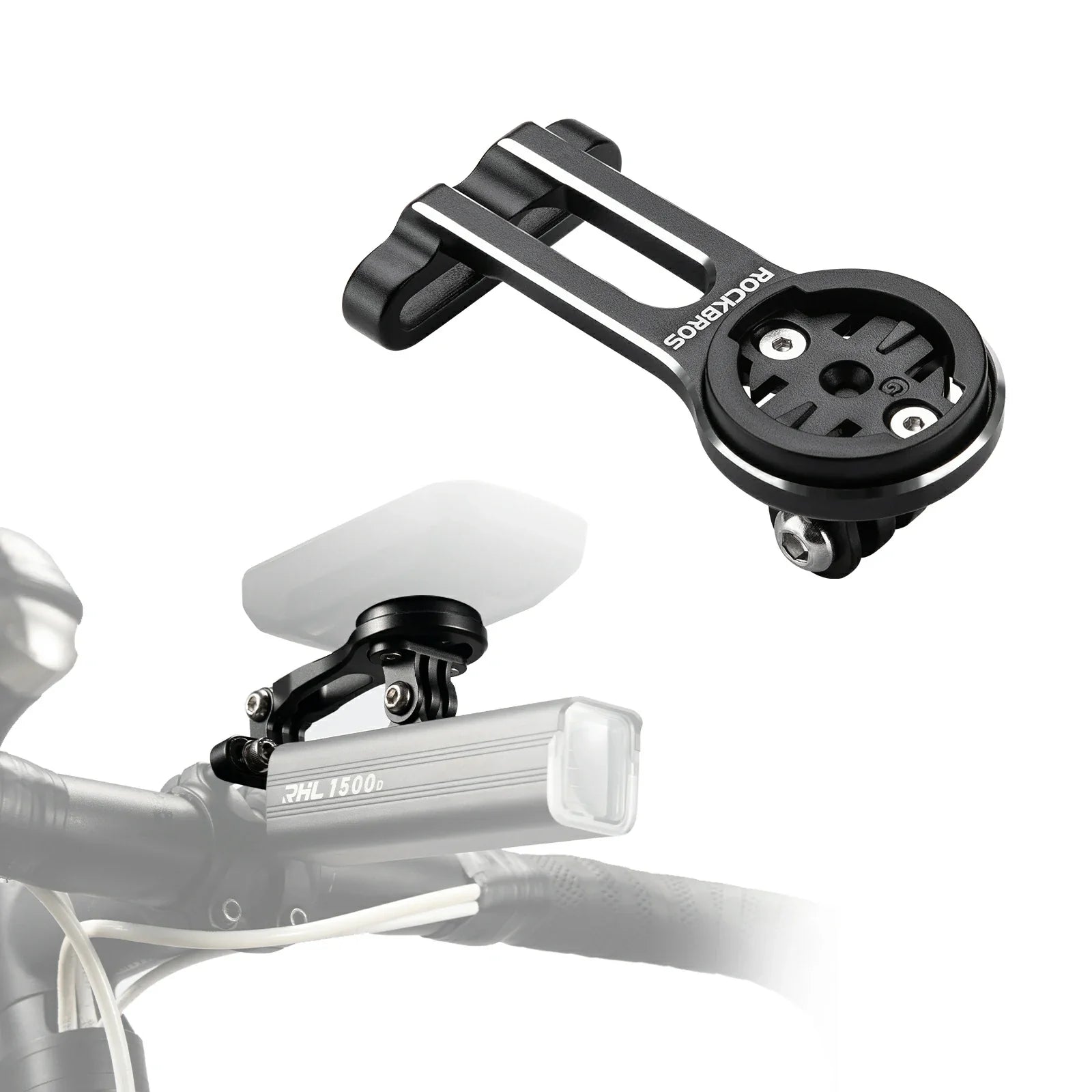 Bike computer mount compatible with Garmin and Bryton GPS devices