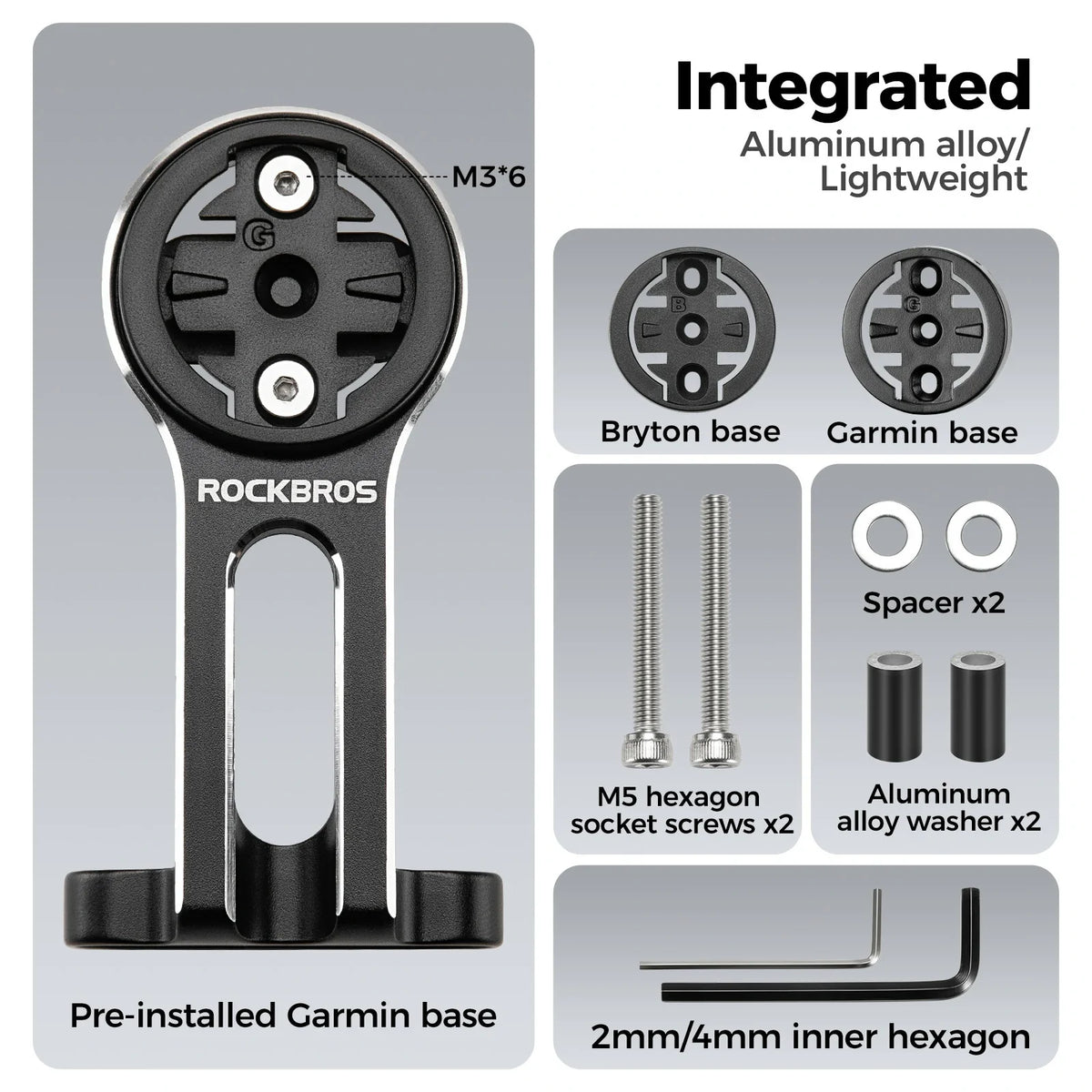 Fietscomputerhouder voor Garmin, Bryton, camera en lamp