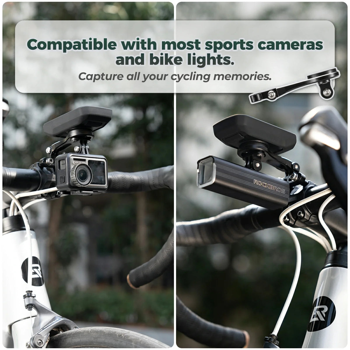 Fietscomputerhouder voor Garmin, Bryton, camera en lamp