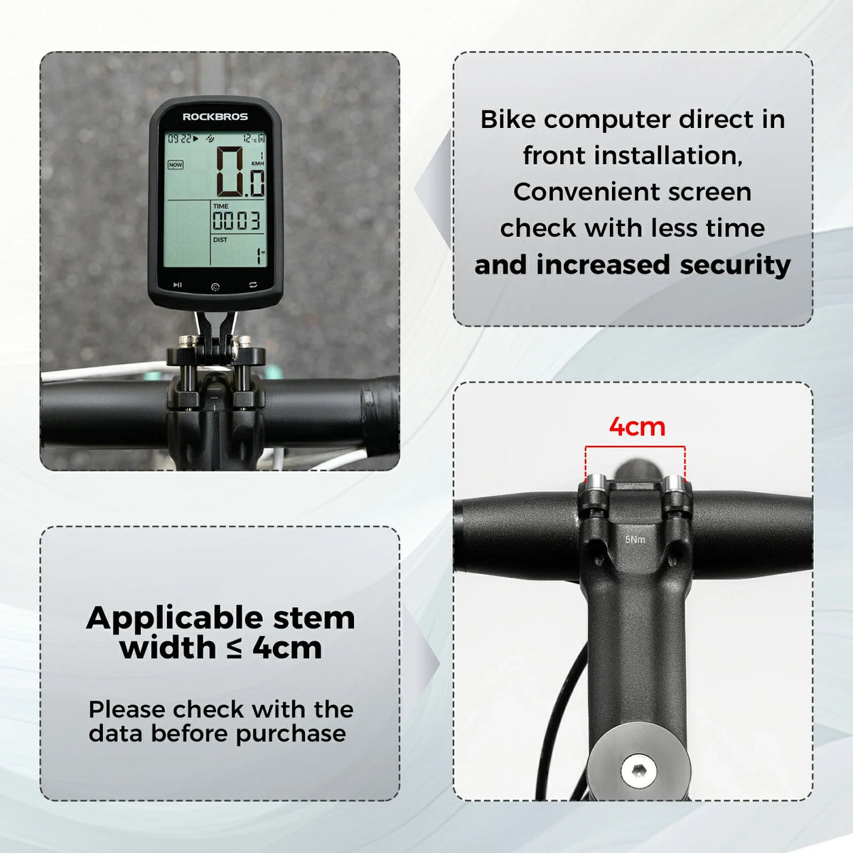 Fietscomputerhouder voor Garmin, Bryton, camera en lamp