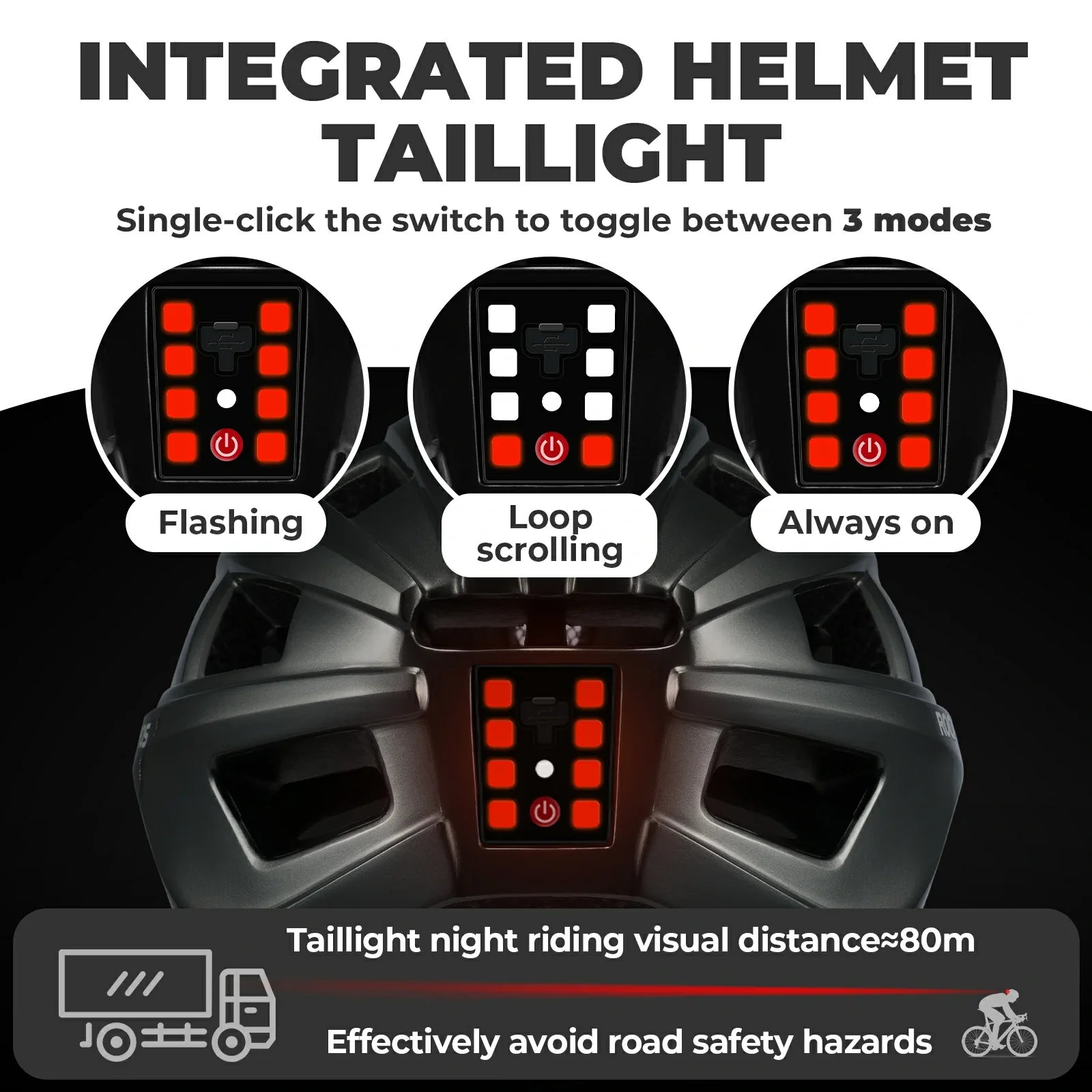 Helmet for cycling with photochromic visor and USB light