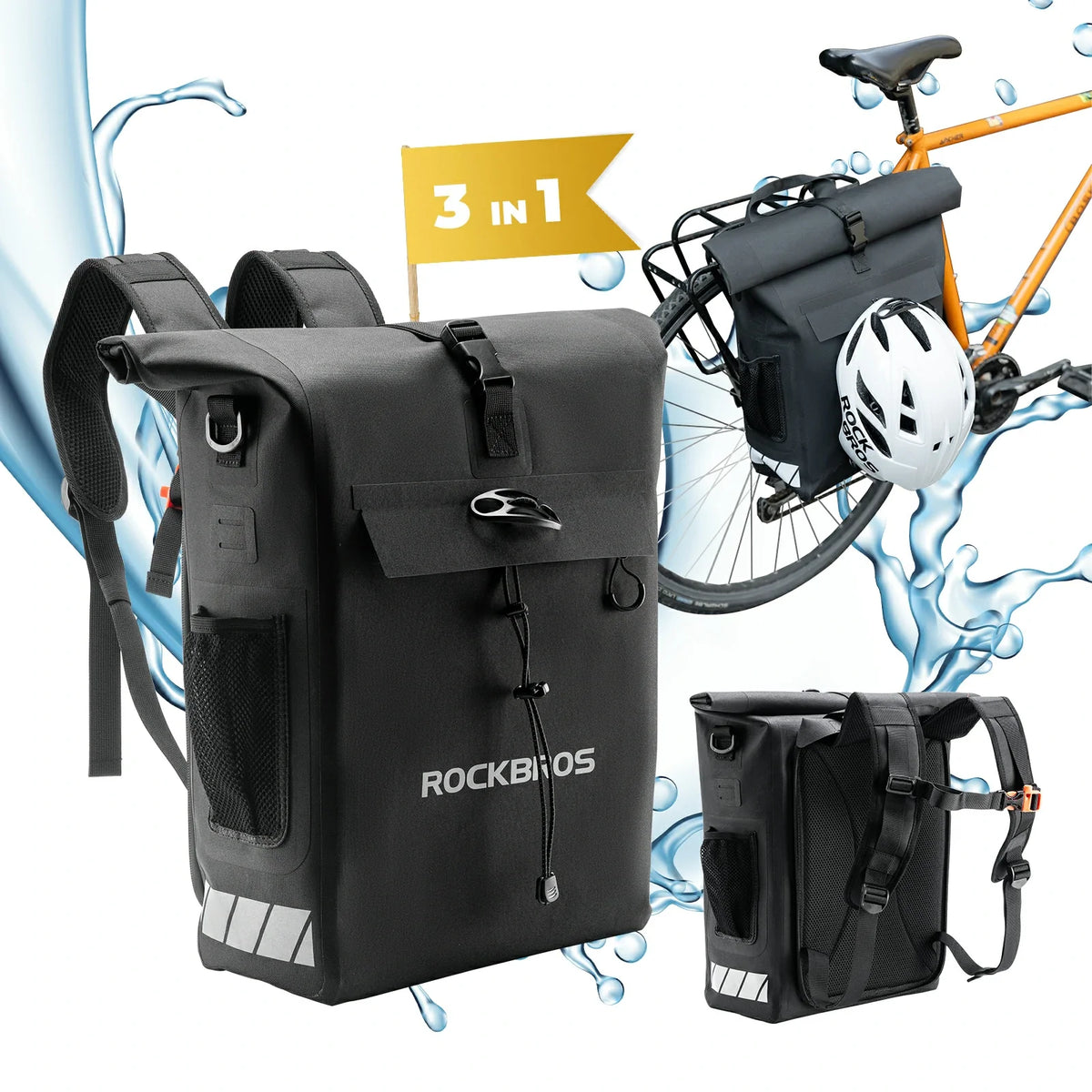 ROCKBROS waterproof fietstas 13,5l-18l veelzijdige dragertas