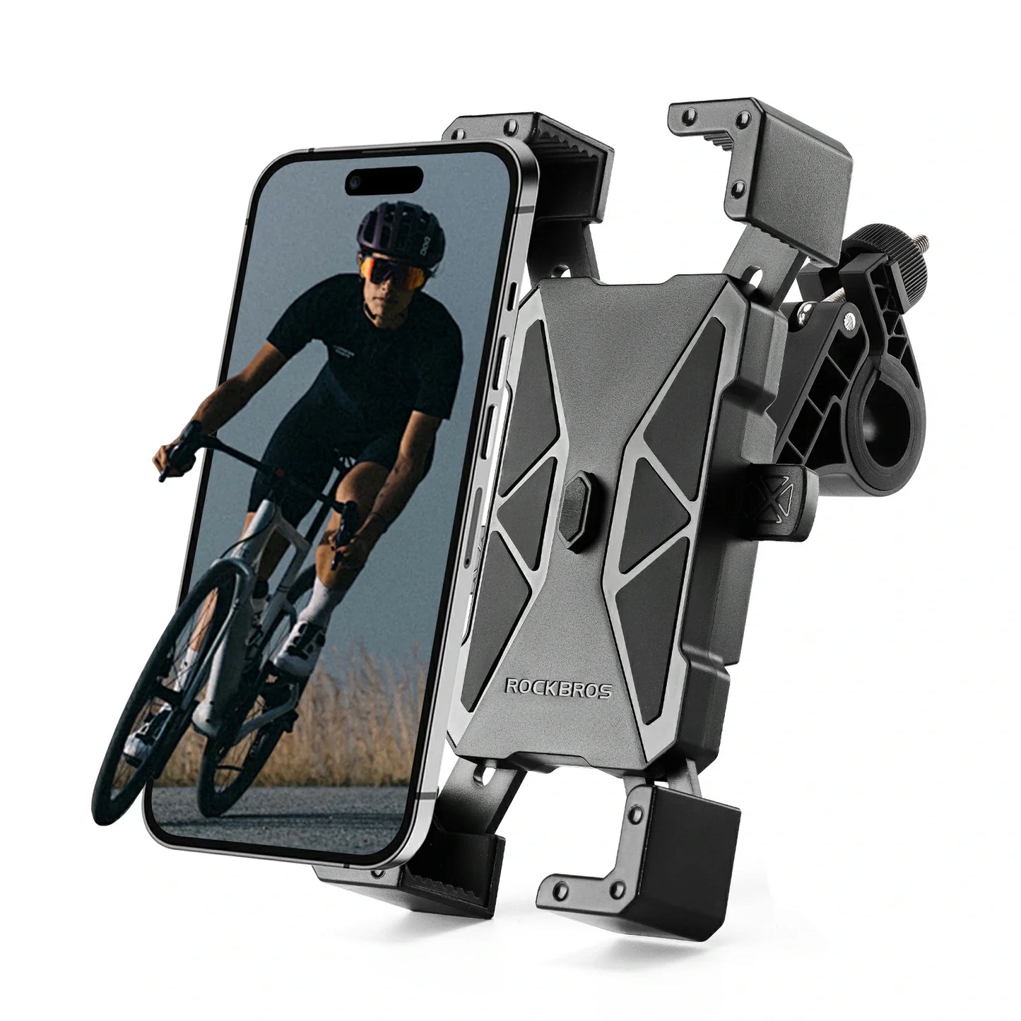 ROCKBROS 360 graden draaibare telefoonhouder voor fiets voor smartphone#kleur_zwart