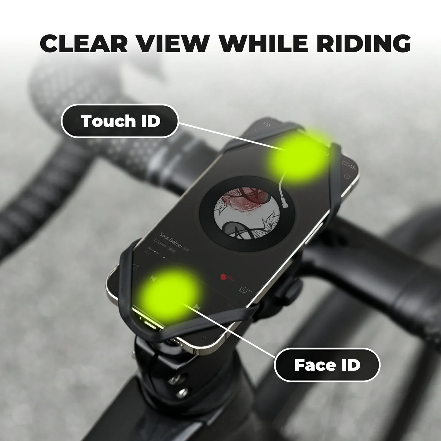 ROCKBROS bike phone holder silicone universal 4-point secure mount