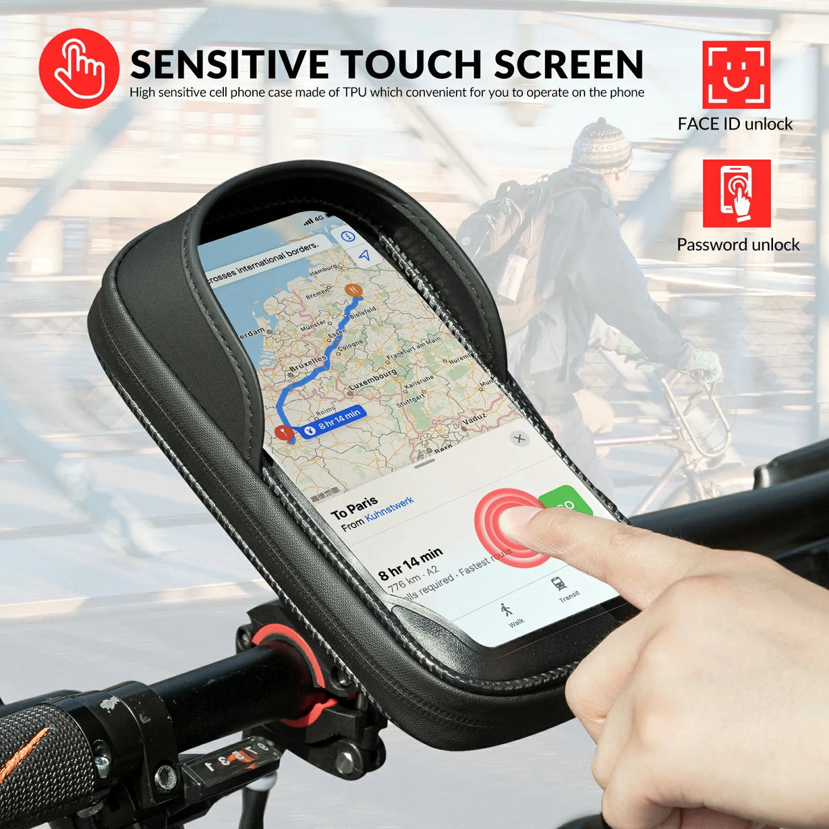 Telefoontas met touchscreen en 360° draaibare houder