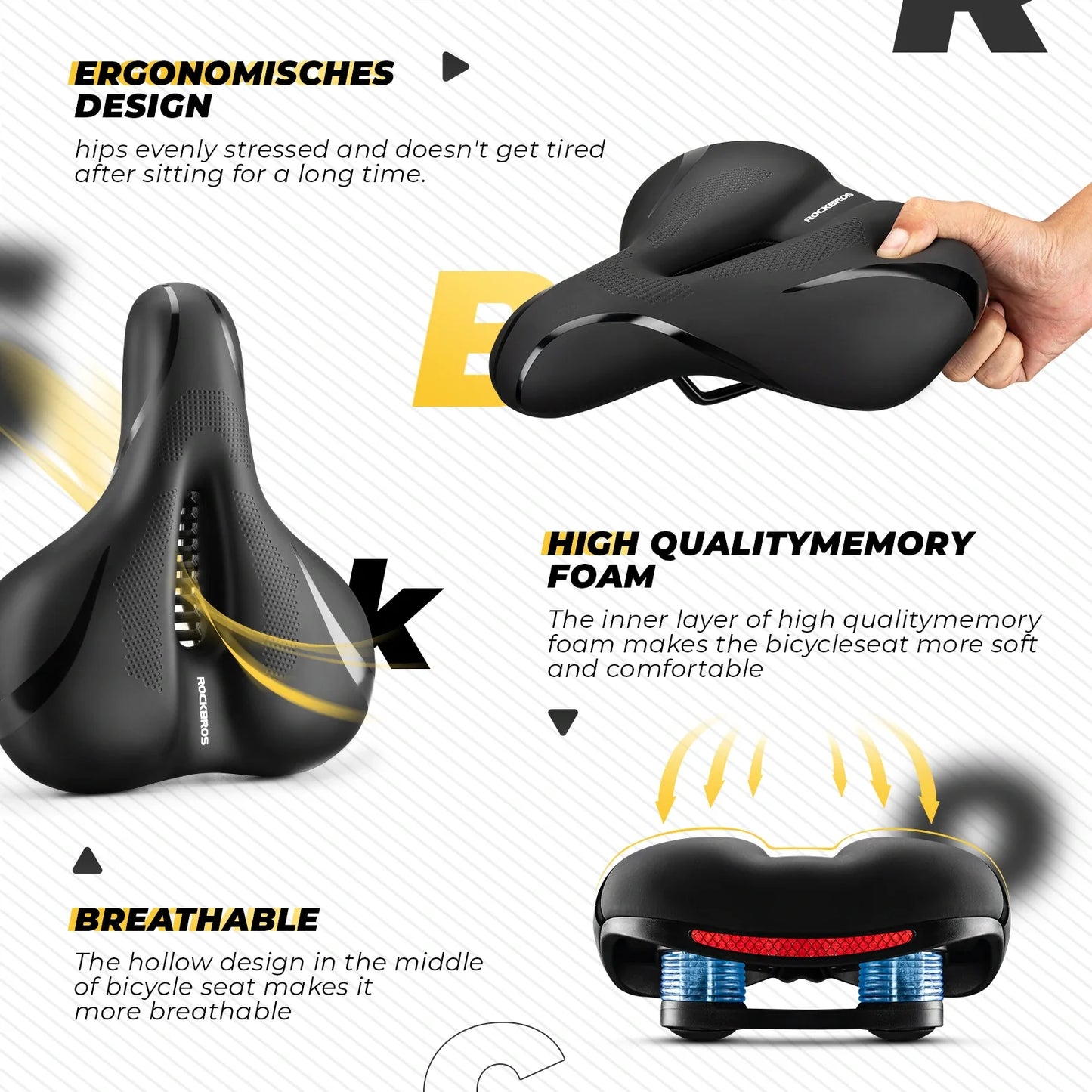 ROCKBROS comfortabel mountainbikezadel met ademende uitsparing